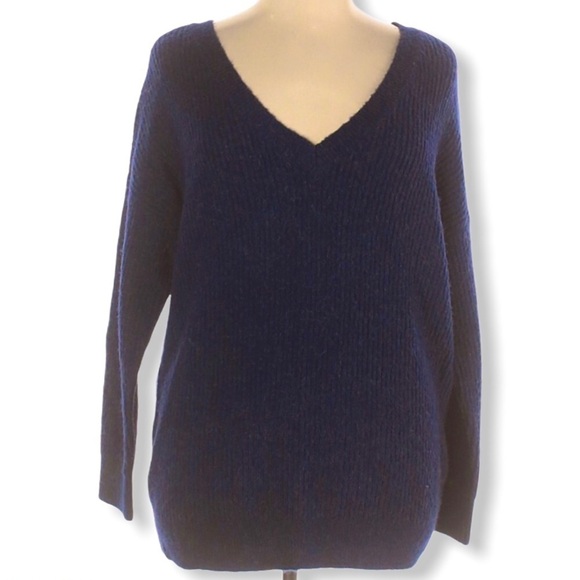 BB DAKOTA Navy Blue Long Sleeve V Neck Sweater - Picture 2 of 4
